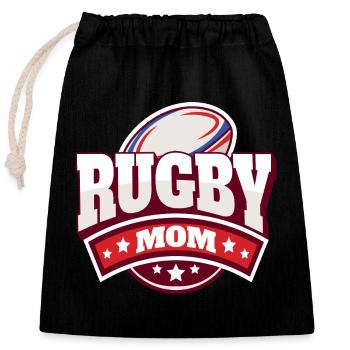 Mother rugby fan gift mom rugby supporter - Closable cotton gift bag (25x30cm) - black - Front