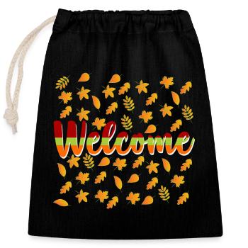Automne - Sac cadeau en coton avec cordon (25 x 30 cm) - noir - Devant