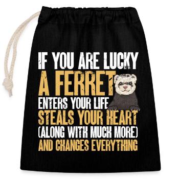 Furet, propriétaire de furet - Sac cadeau en coton avec cordon (25 x 30 cm) - noir - Devant