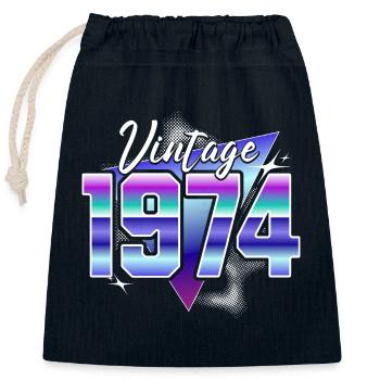 Retro 50th Anniversary 1974 - Closable cotton gift bag (25x30cm) - navy - Front