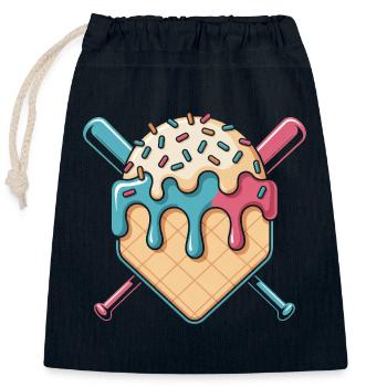 Eis-Baseballspieler - Verschließbarer Geschenkbeutel aus Baumwolle (25x30cm) - Navy - Vorne