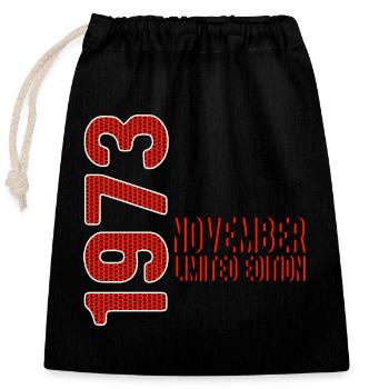 Novembre 1973 édition limitée millésime année de naissance - Sac cadeau en coton avec cordon (25 x 30 cm) - noir - Devant