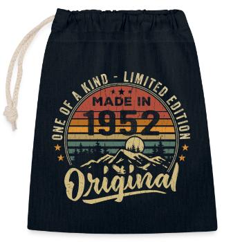 Jahrgang 1952 Original Retro Vintage Jubiläum 1952 - Verschließbarer Geschenkbeutel aus Baumwolle (25x30cm) - Navy - Vorne