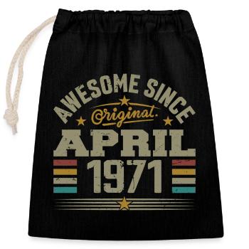 April 1971 Birthday Vintage Gift Idea 1971 - Closable cotton gift bag (25x30cm) - black - Front