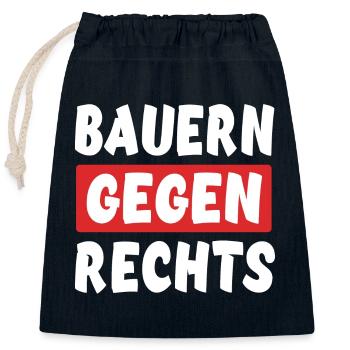Bauern Gegen Rechts - Rechts Nein Danke - Verschließbarer Geschenkbeutel aus Baumwolle (25x30cm) - Navy - Vorne