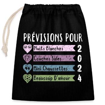 Grossesse Prévisions Pour 2024 Future Maman cadeau - Sac cadeau en coton avec cordon (25 x 30 cm) - noir - Devant