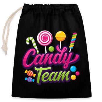 Candy Team Süßigkeiten Bonbons - Verschließbarer Geschenkbeutel aus Baumwolle (25x30cm) - Schwarz - Vorne