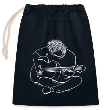 AKUSTISCHE GITARRE STRICHZEICHNUNG, GITARRE STRICHZEICHNUNG - Verschließbarer Geschenkbeutel aus Baumwolle (25x30cm) - Navy - Vorne