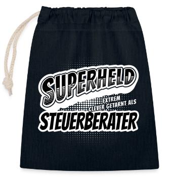 Superheld, clever getarnt als Steuerberater - Verschließbarer Geschenkbeutel aus Baumwolle (25x30cm) - Navy - Vorne