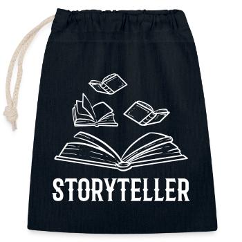 Author - Closable cotton gift bag (25x30cm) - navy - Front
