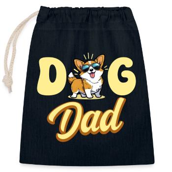 Papa Amoureux De Chiens Papa Chien Corgi - Sac cadeau en coton avec cordon (25 x 30 cm) - bleu marine - Devant