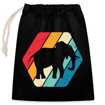 Elephant Animal Africa Safari Retro - Closable cotton gift bag (25x30cm) - black - Front