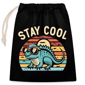 Lézard rétro avec lunettes de soleil - Sac cadeau en coton avec cordon (25 x 30 cm) - noir - Devant