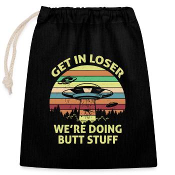 Obtenez dans le perdant nous faisons bout de chemise de chemise de cru - Sac cadeau en coton avec cordon (25 x 30 cm) - noir - Devant