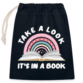 Books Book Reading Reading Bookworm Bookworm Bookaholic - Closable cotton gift bag (25x30cm) - navy - Front