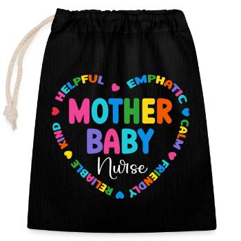 Infirmière Bébé Maternité Infirmière - Sac cadeau en coton avec cordon (25 x 30 cm) - noir - Devant