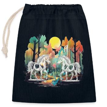 Wald Waldbewohner Einhorn Einhörner Fabelwesen - Verschließbarer Geschenkbeutel aus Baumwolle (25x30cm) - Navy - Vorne