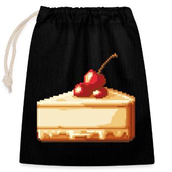 Käsekuchen Pixel - Verschließbarer Geschenkbeutel aus Baumwolle (25x30cm) - Schwarz - Vorne