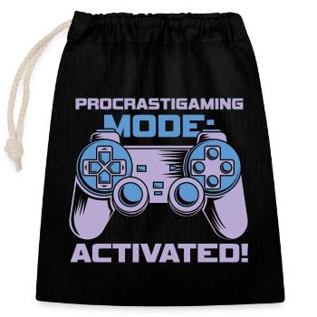 Gamer Procrastimode de jeu activé - Sac cadeau en coton avec cordon (25 x 30 cm) - noir - Devant