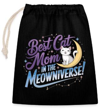 Meilleure maman chat de tout le Miauversum ! - Sac cadeau en coton avec cordon (25 x 30 cm) - noir - Devant