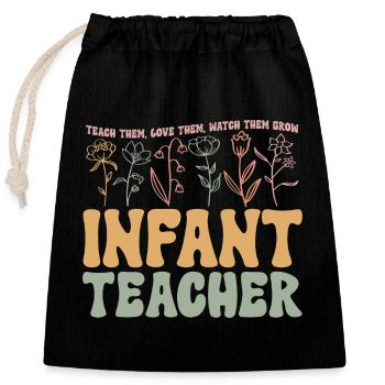 Enseignante de maternelle Éducatrice de centre de garde - Sac cadeau en coton avec cordon (25 x 30 cm) - noir - Devant