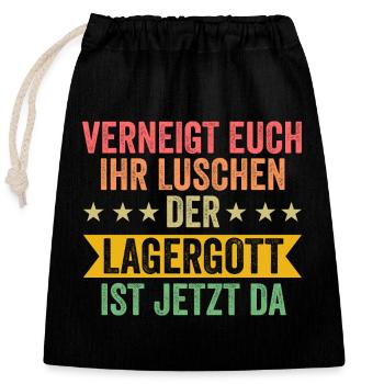 Lagergott Gabelstapler Staplerfahrer Logistiker La - Verschließbarer Geschenkbeutel aus Baumwolle (25x30cm) - Schwarz - Vorne