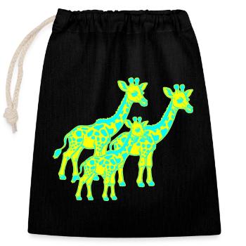Girafe Afrique Safari Enfant Enfants Rétro Années 80 Années 90 - Sac cadeau en coton avec cordon (25 x 30 cm) - noir - Devant