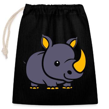 Nashorn - Verschließbarer Geschenkbeutel aus Baumwolle (25x30cm) - Schwarz - Vorne