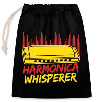 Funny Harmonica Player Whisperer Harmonica - Verschließbarer Geschenkbeutel aus Baumwolle (25x30cm) - Schwarz - Vorne
