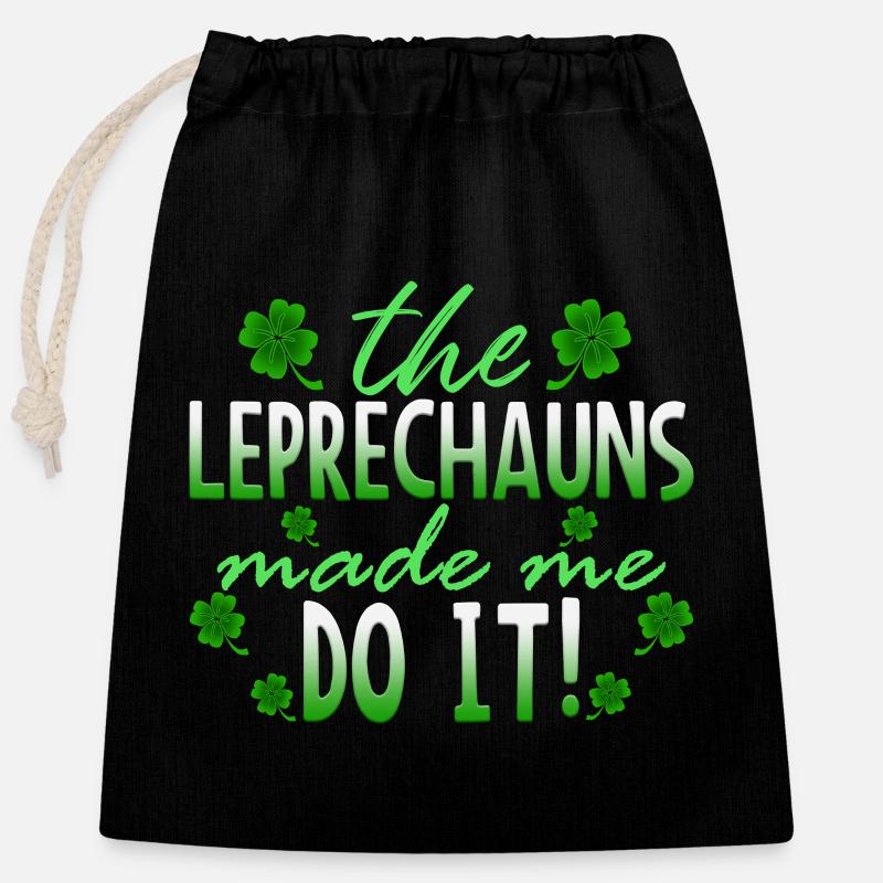 The Leprechauns Made Me Do It St. Patrick - Closable cotton gift bag (25x30cm) - black