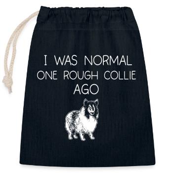 Longhair Collie Rough Collie Dog - Closable cotton gift bag (25x30cm) - navy - Front