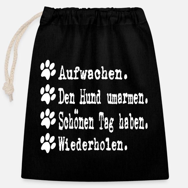 Hundeliebe - Verschließbarer Geschenkbeutel aus Baumwolle (25x30cm) - Schwarz