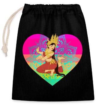 Dancer Asia India Thailand Heart Holiday - Closable cotton gift bag (25x30cm) - black - Front