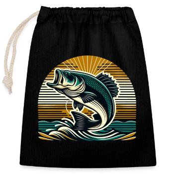 Bass Fish - Closable cotton gift bag (25x30cm) - black - Front