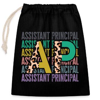 Directeur adjoint - Sac cadeau en coton avec cordon (25 x 30 cm) - noir - Devant