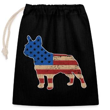 French Bulldog USA America - Verschließbarer Geschenkbeutel aus Baumwolle (25x30cm) - Schwarz - Vorne