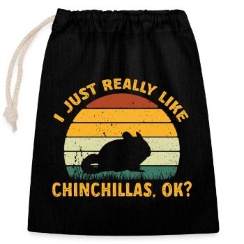 Chinchilla - Verschließbarer Geschenkbeutel aus Baumwolle (25x30cm) - Schwarz - Vorne