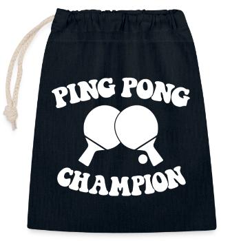 Ping Pong Champion Design Tennis de table et - Sac cadeau en coton avec cordon (25 x 30 cm) - bleu marine - Devant