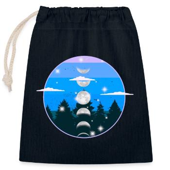Wald Natur Mondphase Mond mystisch - Verschließbarer Geschenkbeutel aus Baumwolle (25x30cm) - Navy - Vorne