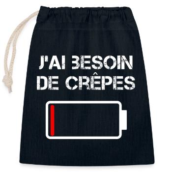 J'ai Besion De Crêpes - Sac cadeau en coton avec cordon (25 x 30 cm) - bleu marine - Devant