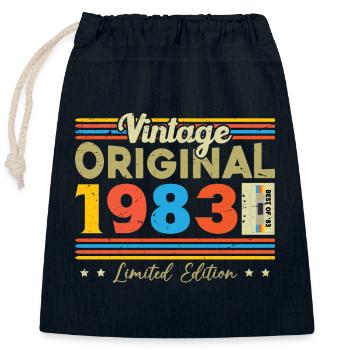 Vintage-Geburtstagsgeschenk Jahrgang 1983 - Verschließbarer Geschenkbeutel aus Baumwolle (25x30cm) - Navy - Vorne