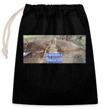 PROJEKT BRÜCKE - Verschließbarer Geschenkbeutel aus Baumwolle (25x30cm) - Schwarz - Vorne