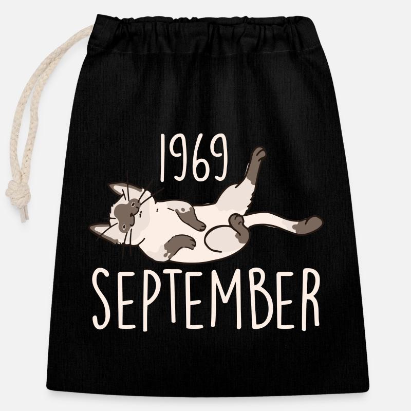 Bildunterschrift September 1969 Jubiläumsgeschenk 1969 - Verschließbarer Geschenkbeutel aus Baumwolle (25x30cm) - Schwarz