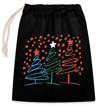 Weihnachtsbaum Christbaum Weihnachten - Verschließbarer Geschenkbeutel aus Baumwolle (25x30cm) - Schwarz - Vorne