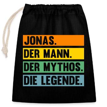 Jonas - Verschließbarer Geschenkbeutel aus Baumwolle (25x30cm) - Schwarz - Vorne