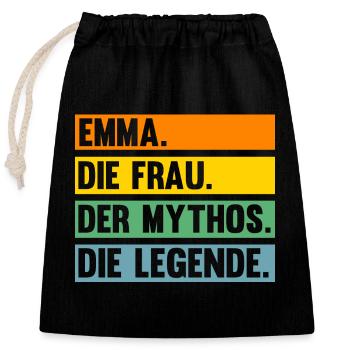 Vorname Emma - Verschließbarer Geschenkbeutel aus Baumwolle (25x30cm) - Schwarz - Vorne