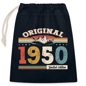 75. Geburtstag Baujahr 1950 Jahrgang 1950 Original - Verschließbarer Geschenkbeutel aus Baumwolle (25x30cm) - Navy - Vorne