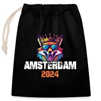 Amsterdam 2024 Urlaub Fuchs - Verschließbarer Geschenkbeutel aus Baumwolle (25x30cm) - Schwarz - Vorne