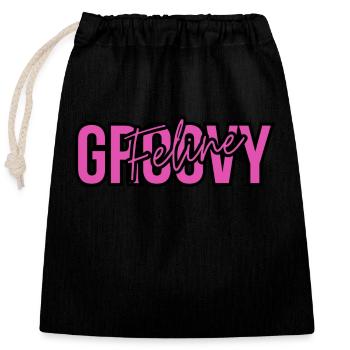 Feline Groovy - Closable cotton gift bag (25x30cm) - black - Front
