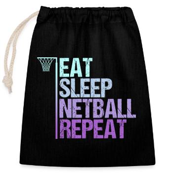 Netball Lustiger Netballspieler - Verschließbarer Geschenkbeutel aus Baumwolle (25x30cm) - Schwarz - Vorne